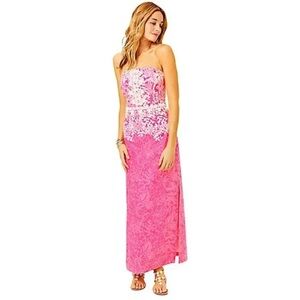 Lilly Pulitzer Kristella Beaded Strapless Maxi Dress in Roxie Pink NWT - Size 00